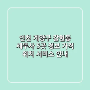 인천 계양구 갈현동 세무사 5곳 정보 - 가격, 위치, 서비스 안내