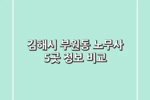 김해시 부원동 노무사 5곳 정보 비교