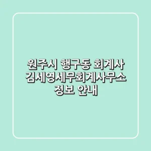 원주시 행구동 회계사: 김세영세무회계사무소 정보 안내