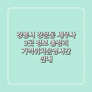 강릉시 강문동 세무사 3곳 정보 총정리 - 가격/위치/운영시간 안내