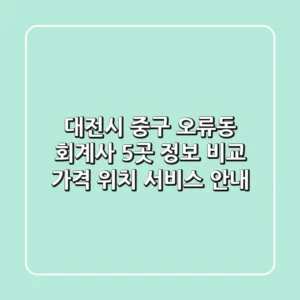 대전시 중구 오류동 회계사 5곳 정보 비교 - 가격, 위치, 서비스 안내