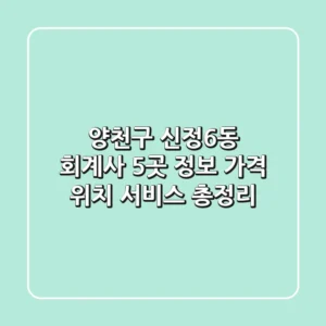 양천구 신정6동 회계사 5곳 정보 - 가격, 위치, 서비스 총정리