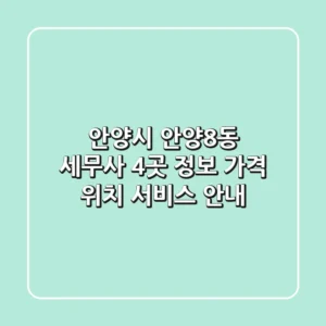 안양시 안양8동 세무사 4곳 정보 - 가격, 위치, 서비스 안내