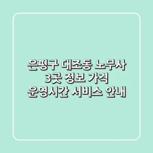 은평구 대조동 노무사 3곳 정보: 가격, 운영시간, 서비스 안내