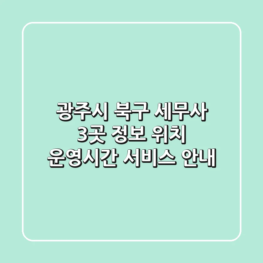 광주시 북구 세무사 3곳 정보 - 위치, 운영시간, 서비스 안내
