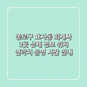 종로구 효자동 회계사 3곳 상세 정보 - 위치, 연락처, 운영 시간 안내