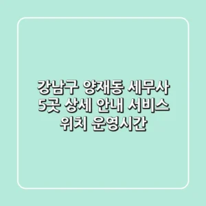 강남구 양재동 세무사 5곳 상세 안내 - 서비스, 위치, 운영시간