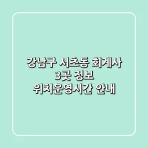 강남구 서초동 회계사 3곳 정보 - 위치/운영시간 안내