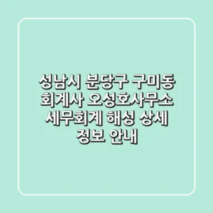 성남시 분당구 구미동 회계사: 오성호사무소, 세무회계 해성 상세 정보 안내