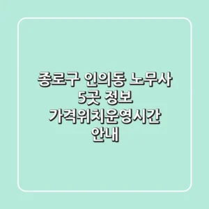 종로구 인의동 노무사 5곳 정보 - 가격/위치/운영시간 안내