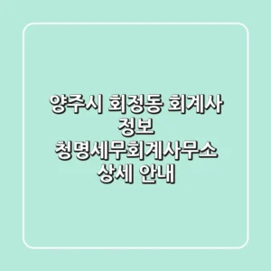 양주시 회정동 회계사 정보 - 청명세무회계사무소 상세 안내