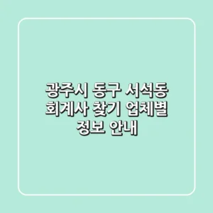 광주시 동구 서석동 회계사 찾기: 업체별 정보 안내