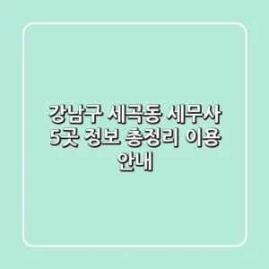 강남구 세곡동 세무사 5곳 정보 총정리 - 이용 안내