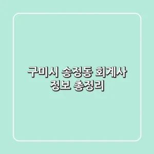 구미시 송정동 회계사 정보 총정리