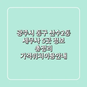 광주시 동구 산수2동 세무사 5곳 정보 총정리 - 가격/위치/이용안내