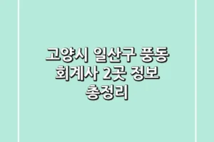 고양시 일산구 풍동 회계사 2곳 정보 총정리