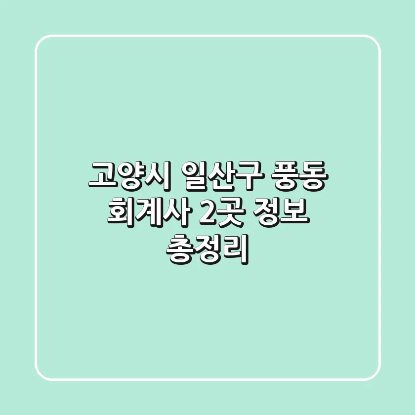 고양시 일산구 풍동 회계사 2곳 정보 총정리
