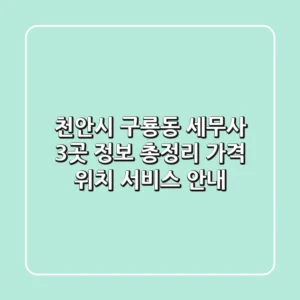 천안시 구룡동 세무사 3곳 정보 총정리 - 가격, 위치, 서비스 안내