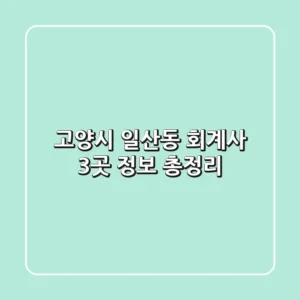 고양시 일산동 회계사 3곳 정보 총정리