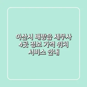 아산시 배방읍 세무사 4곳 정보 - 가격, 위치, 서비스 안내