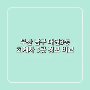 부산 남구 대연3동 회계사 5곳 정보 비교