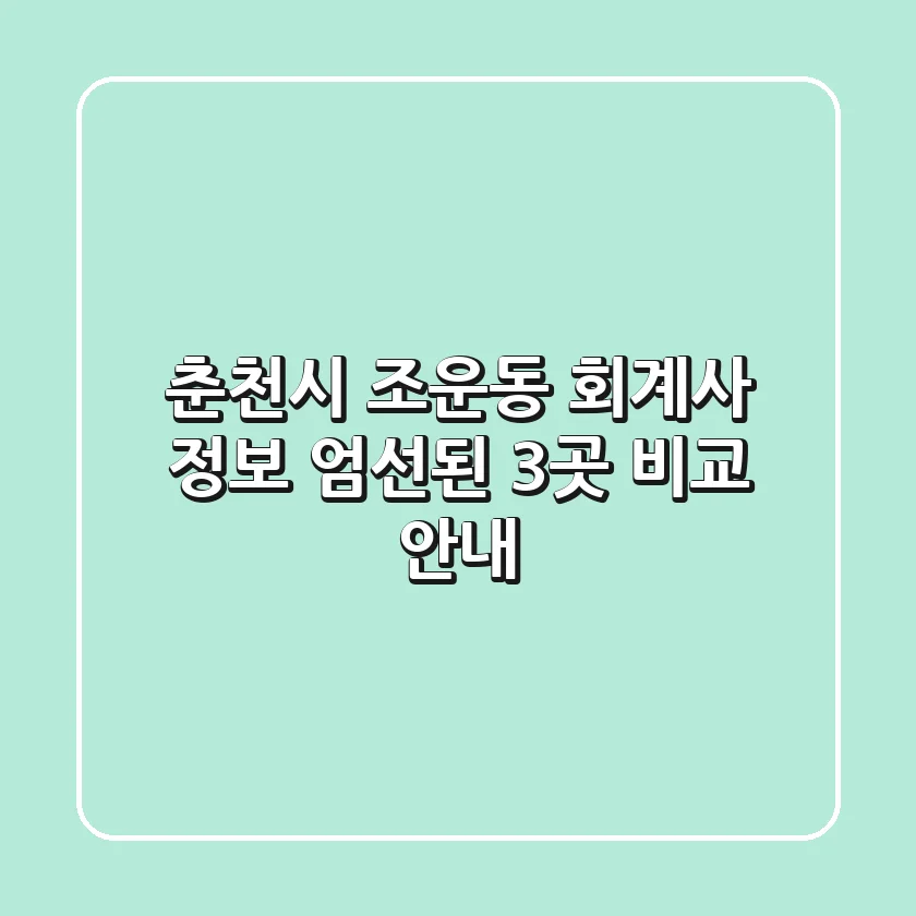 춘천시 조운동 회계사 정보: 엄선된 3곳 비교 안내