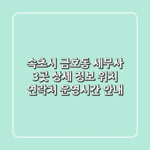 속초시 금호동 세무사 3곳 상세 정보 - 위치, 연락처, 운영시간 안내