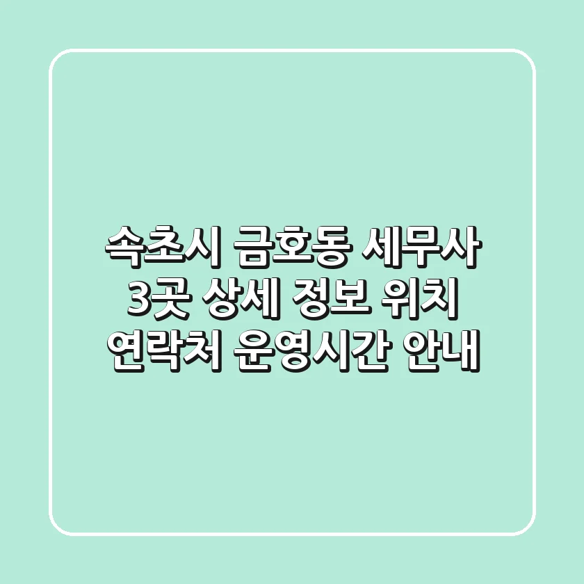속초시 금호동 세무사 3곳 상세 정보 - 위치, 연락처, 운영시간 안내