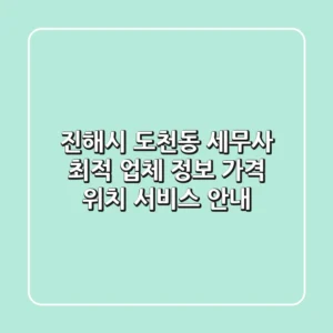 진해시 도천동 세무사 최적 업체 정보 - 가격, 위치, 서비스 안내