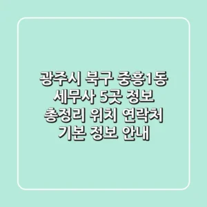 광주시 북구 중흥1동 세무사 5곳 정보 총정리 - 위치, 연락처, 기본 정보 안내