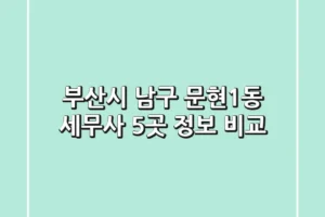 부산시 남구 문현1동 세무사 5곳 정보 비교
