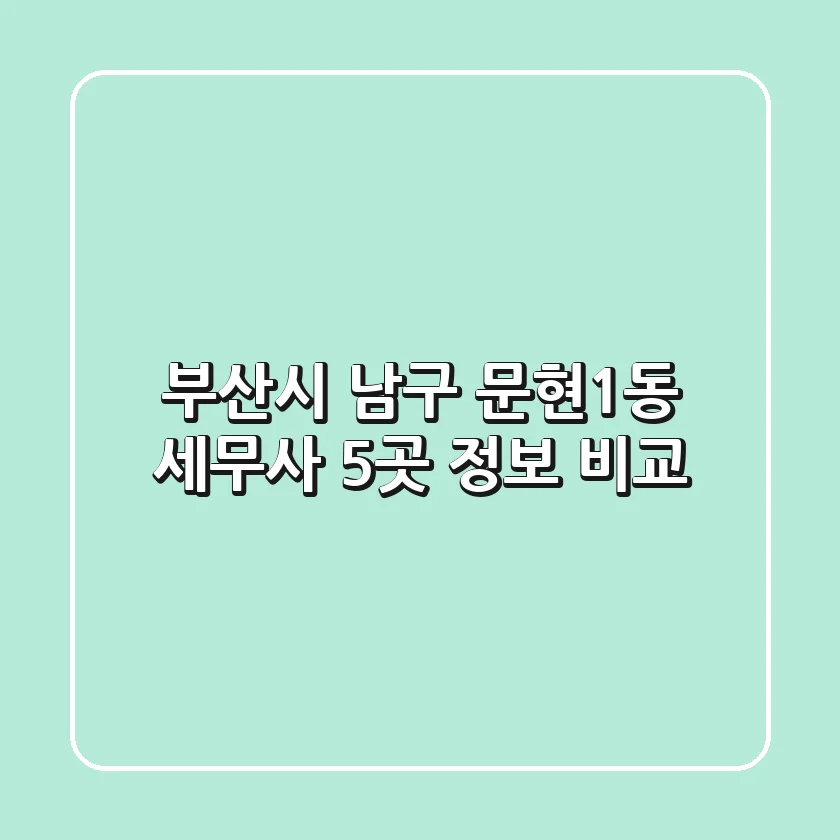 부산시 남구 문현1동 세무사 5곳 정보 비교
