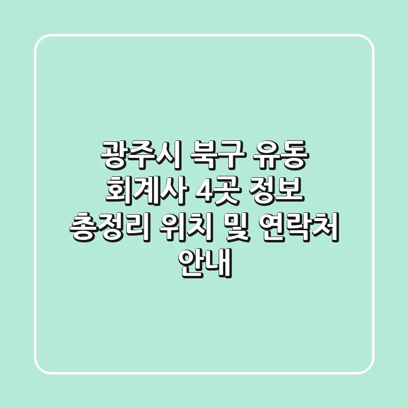 광주시 북구 유동 회계사 4곳 정보 총정리 - 위치 및 연락처 안내