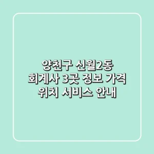 양천구 신월2동 회계사 3곳 정보 - 가격, 위치, 서비스 안내