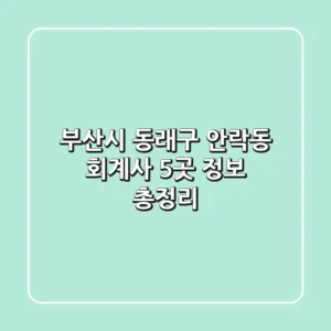 부산시 동래구 안락동 회계사 5곳 정보 총정리