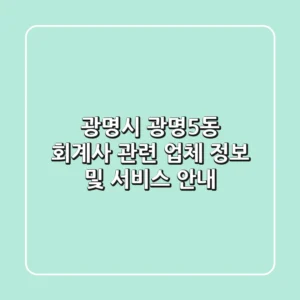 광명시 광명5동 회계사 관련 업체 정보 및 서비스 안내