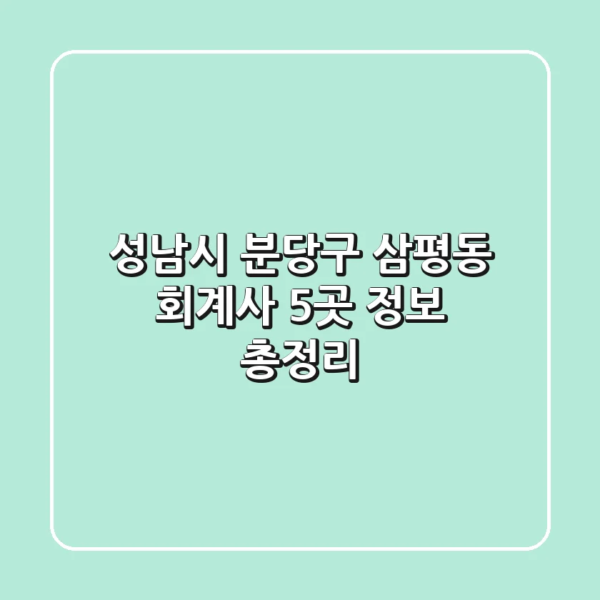 성남시 분당구 삼평동 회계사 5곳 정보 총정리