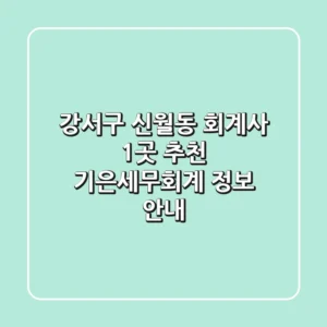 강서구 신월동 회계사 1곳 추천: 기은세무회계 정보 안내