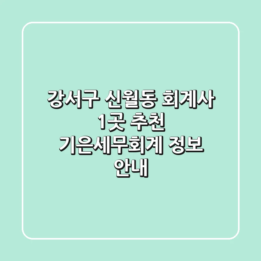 강서구 신월동 회계사 1곳 추천: 기은세무회계 정보 안내