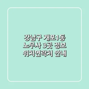 강남구 개포1동 노무사 3곳 정보 - 위치/연락처 안내