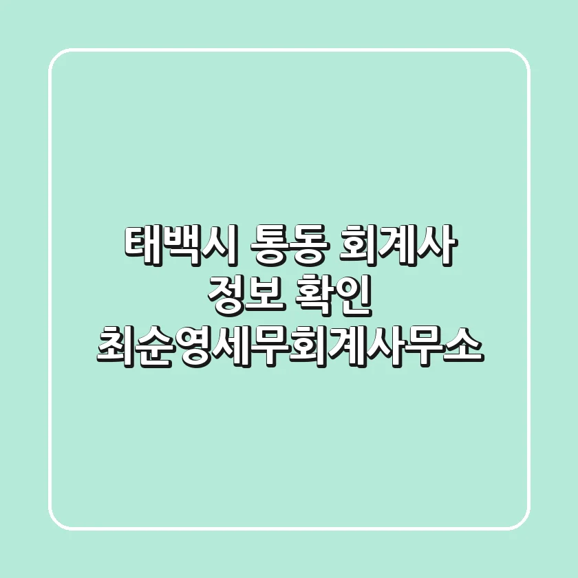 태백시 통동 회계사 정보 확인 - 최순영세무회계사무소