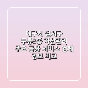 대구시 달서구 두류3동 자산관리: 주요 금융 서비스 업체 정보 비교