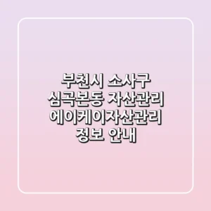 부천시 소사구 심곡본동 자산관리: 에이케이자산관리 정보 안내