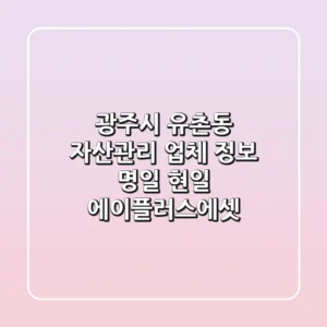 광주시 유촌동 자산관리 업체 정보 - 명일, 현일, 에이플러스에셋