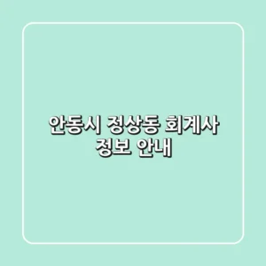 안동시 정상동 회계사 정보 안내