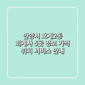 안양시 호계2동 회계사 5곳 정보 - 가격, 위치, 서비스 안내