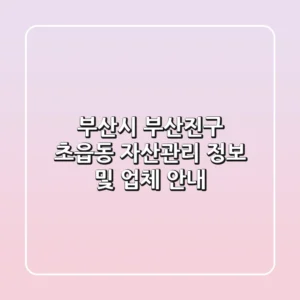 부산시 부산진구 초읍동 자산관리 정보 및 업체 안내