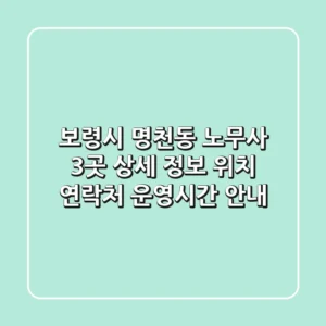 보령시 명천동 노무사 3곳: 상세 정보, 위치, 연락처, 운영시간 안내