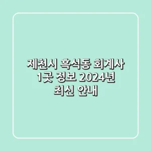 제천시 흑석동 회계사 1곳 정보 - 2024년 최신 안내