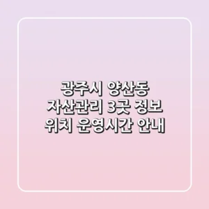 광주시 양산동 자산관리: 3곳 정보, 위치, 운영시간 안내